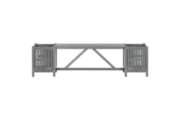 Hagebenk med 2 plantekasser 150 cm heltre akasie grå - Grå - Hagemøbler - Utesofa - Benker