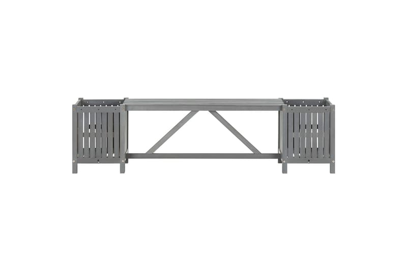 Hagebenk med 2 plantekasser 150 cm heltre akasie grå - Grå - Hagemøbler - Utesofa - Benker