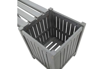 Hagebenk med 2 plantekasser 150 cm heltre akasie grå - Grå - Hagemøbler - Utesofa - Benker