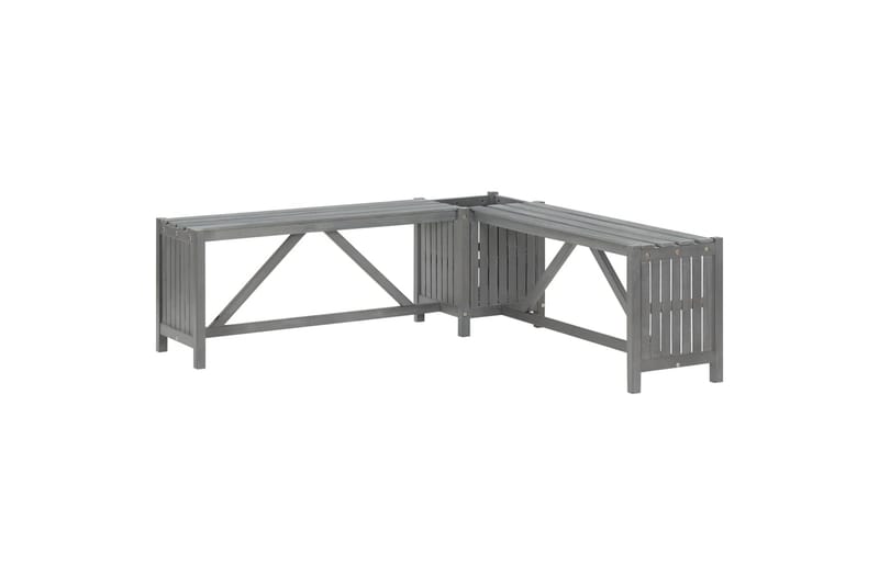Hagehjørnebenk med plantekasse 117 cm heltre akasie grå - Grå - Hagemøbler - Utesofa - Benker
