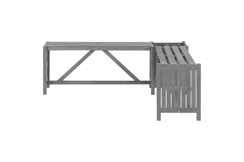 Hagehjørnebenk med plantekasse 117 cm heltre akasie grå - Grå - Hagemøbler - Utesofa - Benker