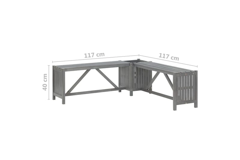 Hagehjørnebenk med plantekasse 117 cm heltre akasie grå - Grå - Hagemøbler - Utesofa - Benker