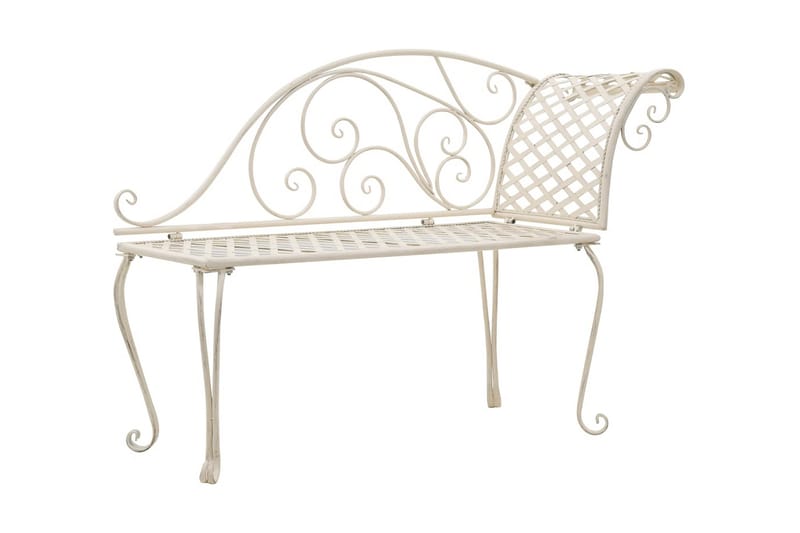 Hagesjeselong 128 cm metall antikk hvit - Hagemøbler - Utesofa - Benker