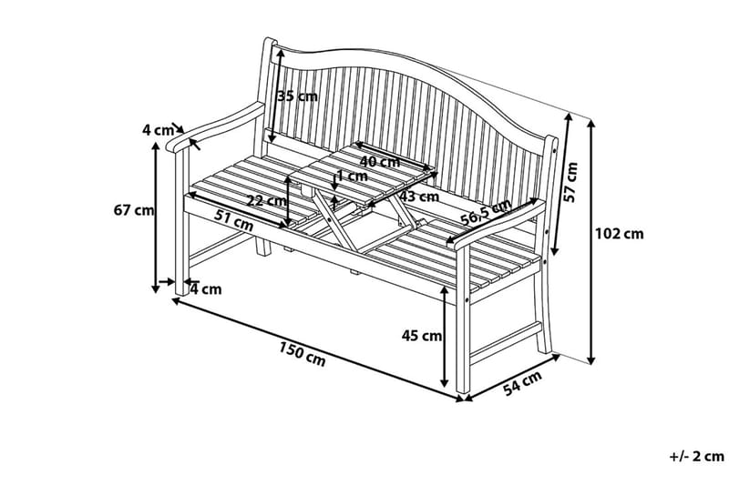 Hilo Hagebenk 150 cm - Tre / Natur - Hagemøbler - Utesofa - Benker