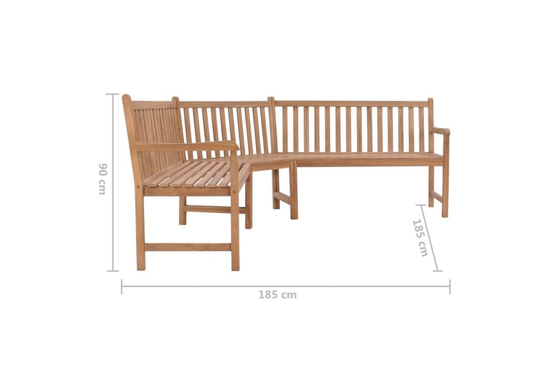 Hjørnebenk for hage 185x185x90 cm heltre teak - Brun - Hagemøbler - Utesofa - Benker