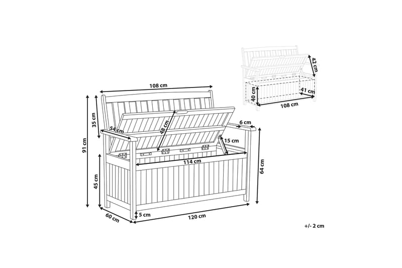 Jaraicejo Hagebenk med Oppbevaring - Brun - Hagemøbler - Utesofa - Benker