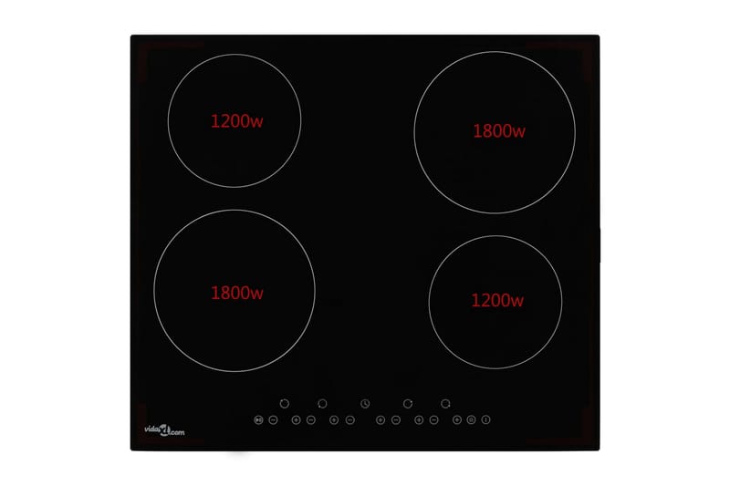 Keramisk komfyr med 4 plater berøringskontroll 6000 W - Glasskeramisk kokeplate