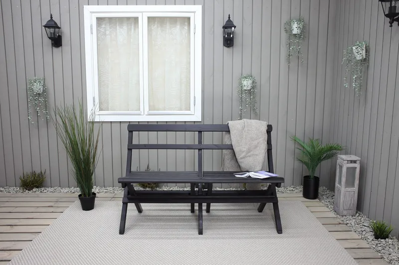 Larios Hagebenk 130 cm - Svart - Hagemøbler - Utesofa - Benker
