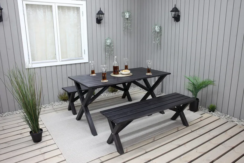 Lietinna Utebenk 140 cm - Svart - Hagemøbler - Utesofa - Benker