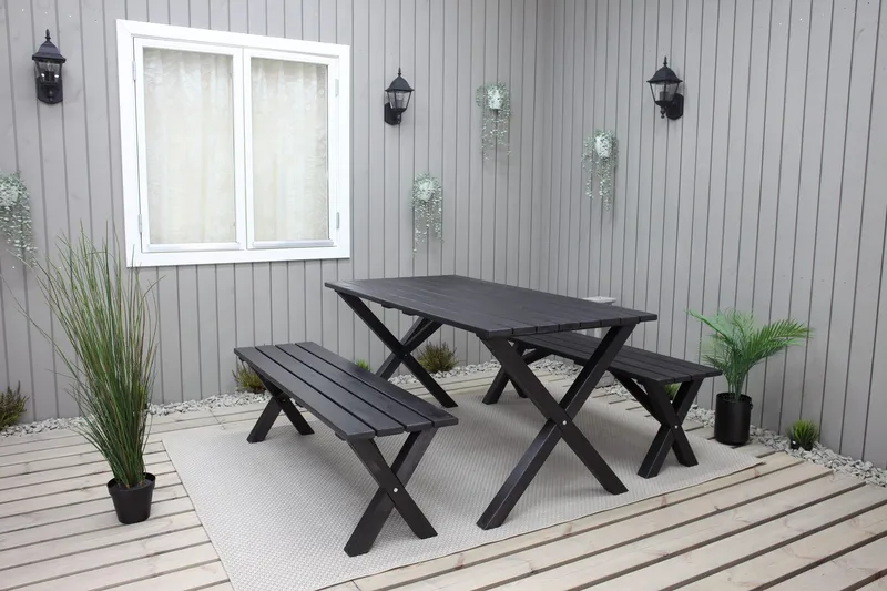 Lietinna Utebenk 180 cm - Svart - Hagemøbler - Utesofa - Benker