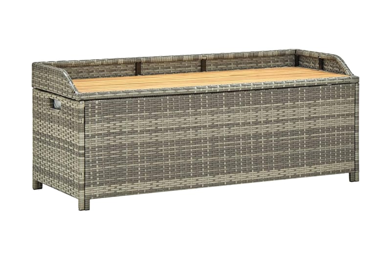 Oppbevaringsbenk hage 120 cm polyrotting grå - Hagemøbler - Utesofa - Benker