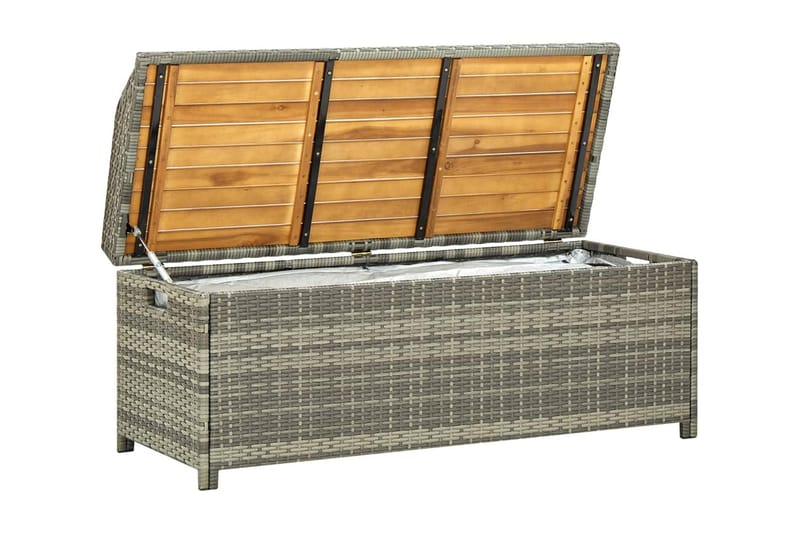 Oppbevaringsbenk hage 120 cm polyrotting grå - Hagemøbler - Utesofa - Benker