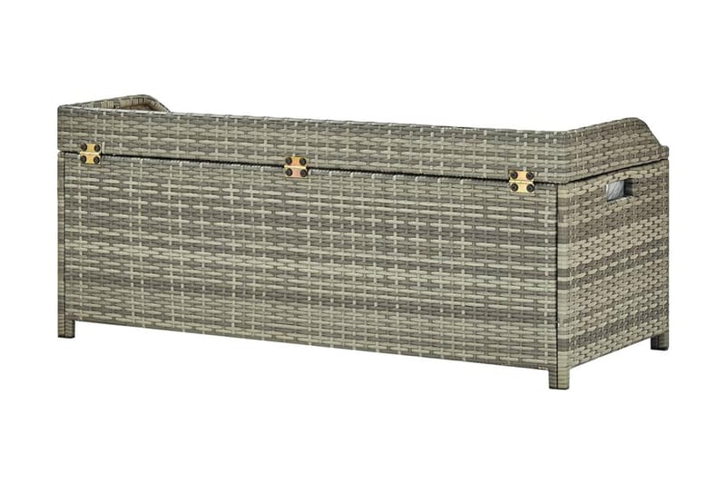 Oppbevaringsbenk hage 120 cm polyrotting grå - Hagemøbler - Utesofa - Benker