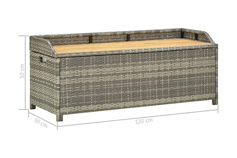Oppbevaringsbenk hage 120 cm polyrotting grå - Hagemøbler - Utesofa - Benker