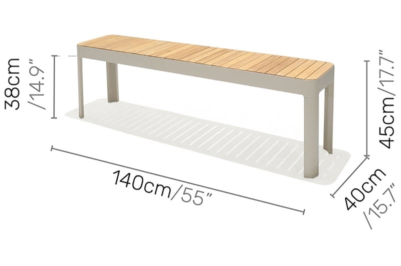 Portals Utebenk 143 cm - Hvit/Tre - Hagemøbler - Utesofa - Benker
