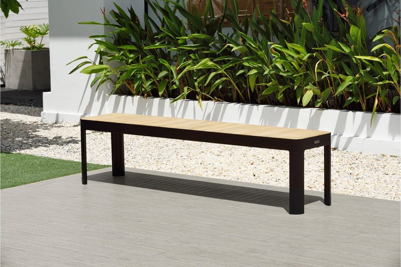 Portals Utebenk 182 cm - Svart/Tre - Hagemøbler - Utesofa - Benker