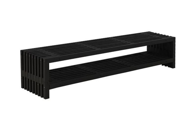 Rustikk benk Design av terrassebord 218x49x45cm m/hylle svar - Hagemøbler - Utesofa - Benker