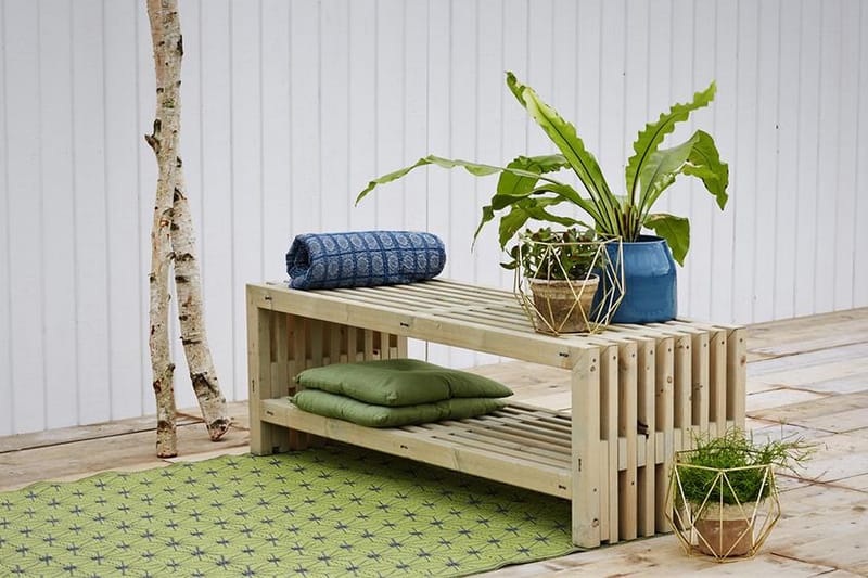 Rustikk benk Design av terrassebord138x49x45cm m/hylle drivv - Benker