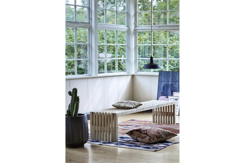 Rustikk benk Design av terrassebord218x49x45cm drivvedfarget - Hagemøbler - Utesofa - Benker