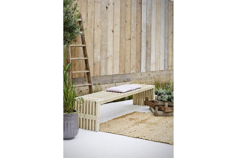 Rustikk benk Design av terrassebord218x49x45cm drivvedfarget - Benker