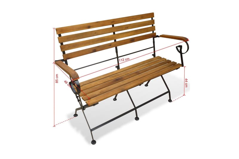 Sammenleggbar hagebenk 112 cm heltre akasie - Akasie - Hagemøbler - Utesofa - Benker