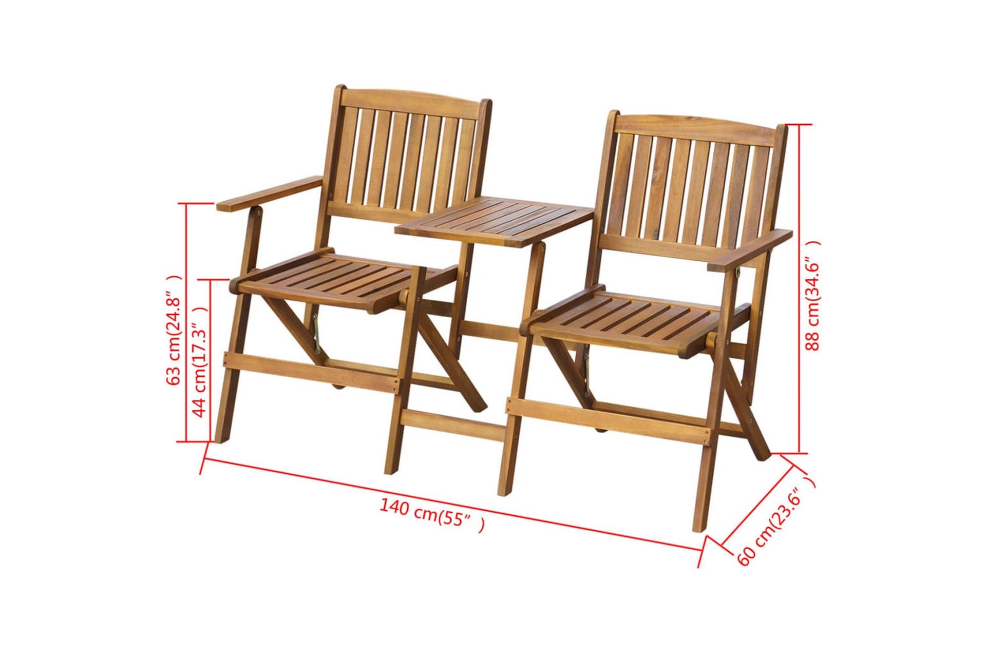 Sammenleggbar hagebenk med tebord 140 cm heltre akasie - Akasie - Hagemøbler - Utesofa - Benker