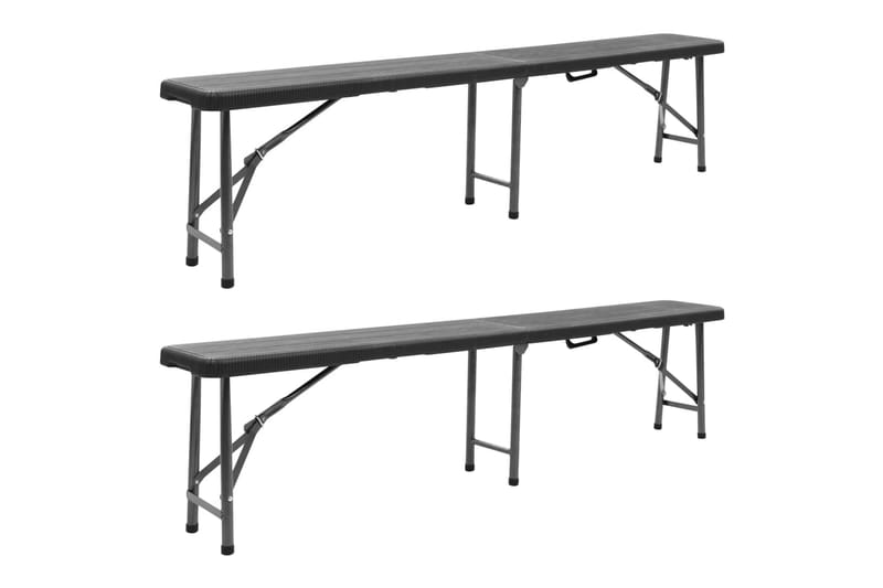 Sammenleggbare hagebenker 2 stk 180 cm HDPE svart - Svart - Hagemøbler - Utesofa - Benker