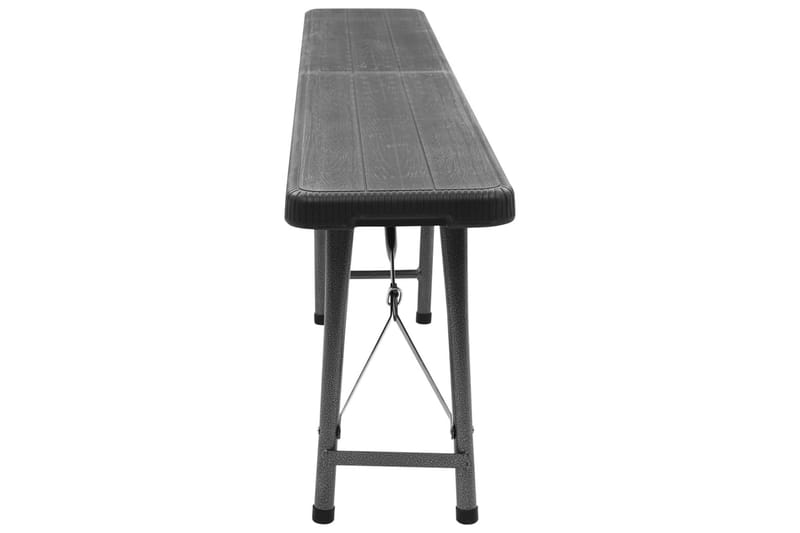Sammenleggbare hagebenker 2 stk 180 cm HDPE svart - Svart - Hagemøbler - Utesofa - Benker