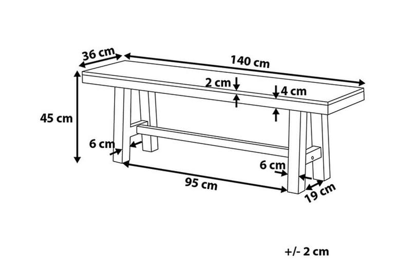 Scania Hagebenk 140 cm - Tre / Natur - Benker