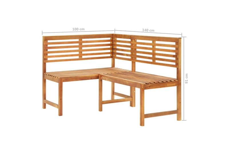 Utendørs hjørnebenk 140 cm heltre akasie - Brun - Hagemøbler - Utesofa - Benker