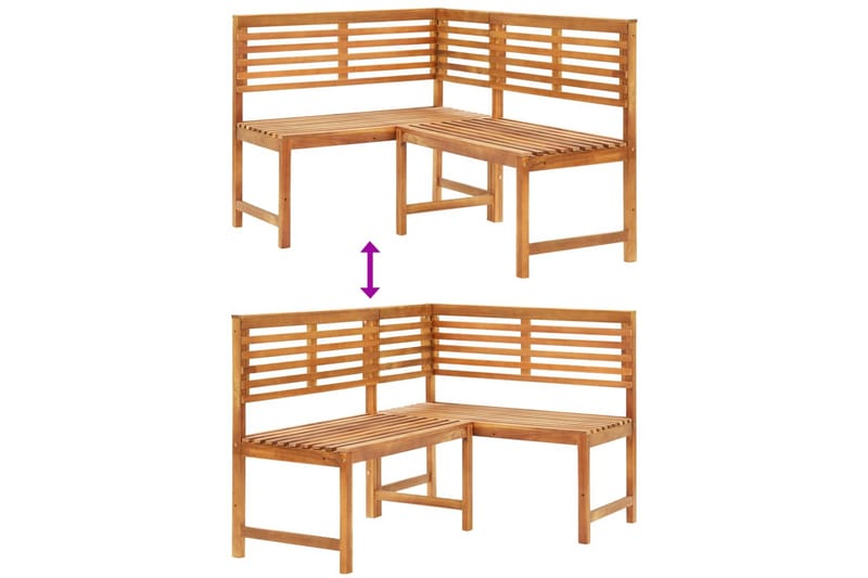 Utendørs hjørnebenk 140 cm heltre akasie - Brun - Hagemøbler - Utesofa - Benker