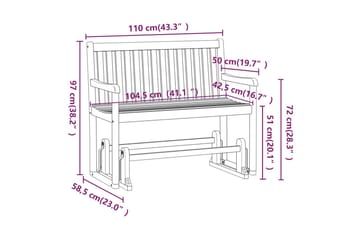Utendørs huskebenk 110 cm heltre akasie - Brun - Hagemøbler - Utesofa - Benker