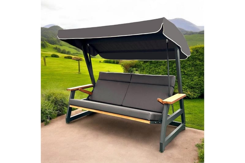 Berriaren Utendørs Hengende Sofa 3 Seter - Natur/Antrasitt - Hagemøbler - Utesofa - Hengesofa