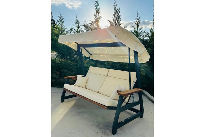 Berriaren Utendørs Hengende Sofa 3 Seter - Natur/Offwhite - Hagemøbler - Utesofa - Hengesofa