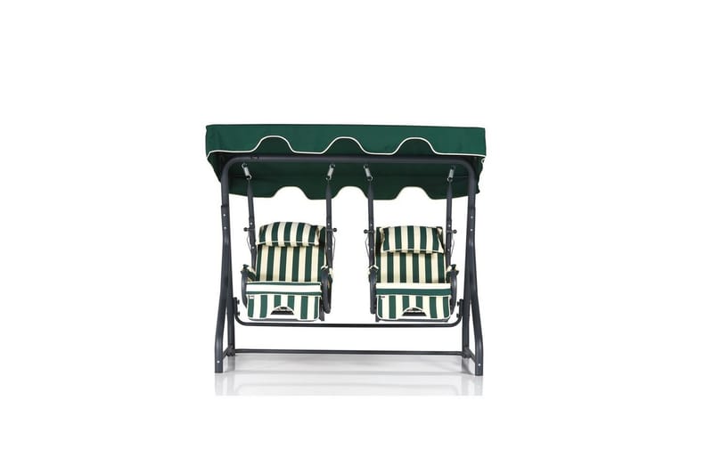 Bhika Hengende Sofa Utendørs 2-seter - Svart/Hvit/Mørkegrønn - Hagemøbler - Utesofa - Hengesofa