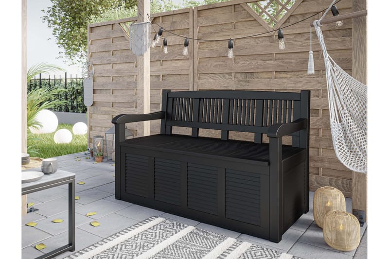 Cliffwyn Utendørsbenk med oppbevaring - Grå - Hagemøbler - Utesofa - Benker