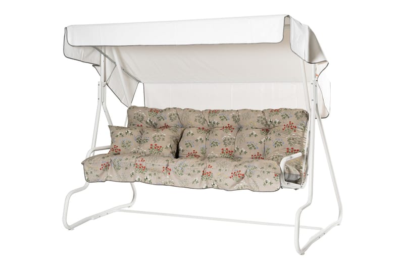 De Luxe Komplett Hengekøye 196 cm, Hvit/Blomstrete