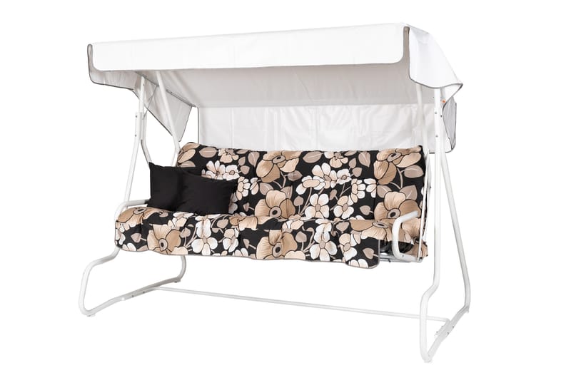 De Luxe Komplett Hengekøye 196 cm - Hvit/Blomstrete - Hagemøbler - Utesofa - Hammocker