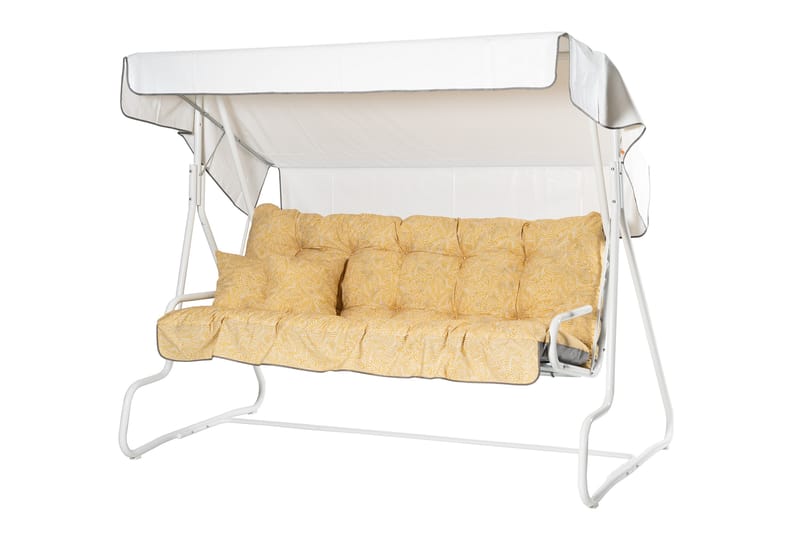 De Luxe Komplett Hengekøye 196 cm - Hvit/Gul - Hagemøbler - Utesofa - Hammocker