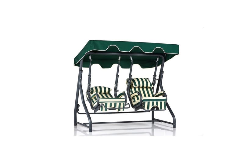 Hage dobbelsvingstol Bhika Hvit / Grønn / Svart - Hvit / Grønn / Svart - Hagemøbler - Utesofa - Hengesofa