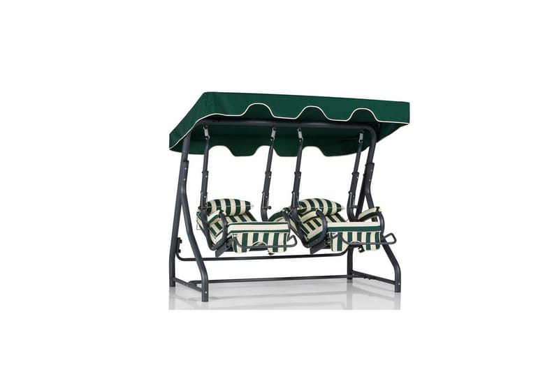 Hage dobbelsvingstol Bhika Hvit / Grønn / Svart - Hvit / Grønn / Svart - Hagemøbler - Utesofa - Hengesofa
