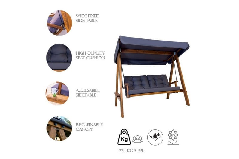 Hage dobbelsvingstol Taharoa Antrasitt - Antrasitt - Hagemøbler - Utesofa - Hengesofa