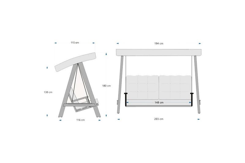 Hage dobbelsvingstol Taharoa Antrasitt - Antrasitt - Hagemøbler - Utesofa - Hengesofa