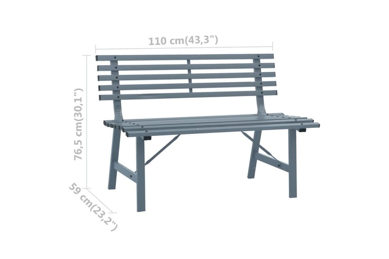 Hagebenk 110 cm stål grå - Grå - Hagemøbler - Utesofa - Benker