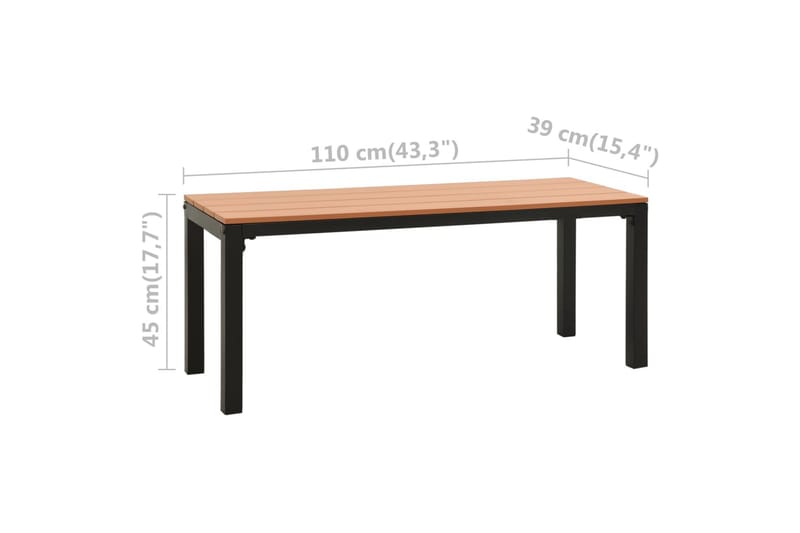 Hagebenk 110 cm stål og WPC brun og svart - Brun - Hagemøbler - Utesofa - Benker