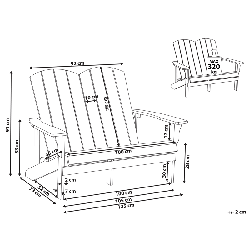 Hagebenk Adirondack 125 cm - Grønn - Hagemøbler - Utesofa - Benker