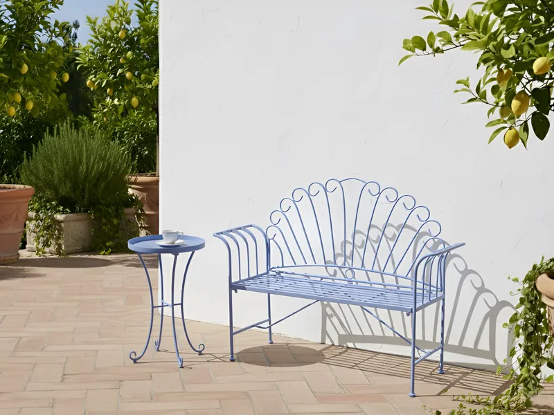 Hagebenk Cavinia 125 cm Jern - Blå - Hagemøbler - Utesofa - Benker