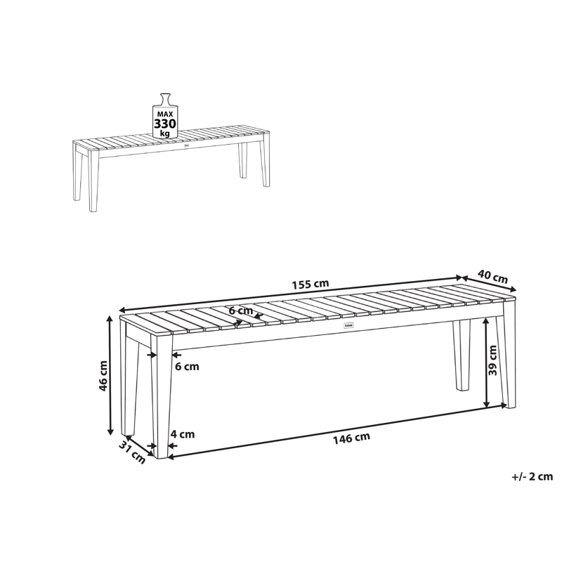 Hagebenk Chioggia 155 cm akasietre - Brun - Hagemøbler - Utesofa - Benker