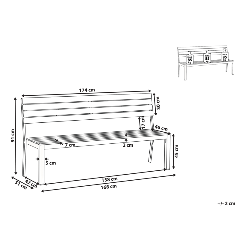 Hagebenk Como 174 cm - Beige/hvit - Hagemøbler - Utesofa - Benker