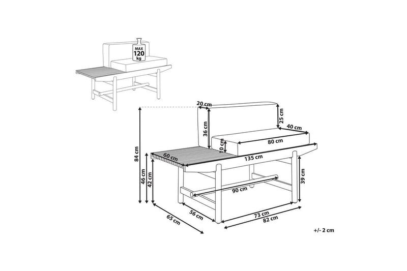 Hagebenk Giaveno - 135x65x84 cm - Hagemøbler - Utesofa - Benker